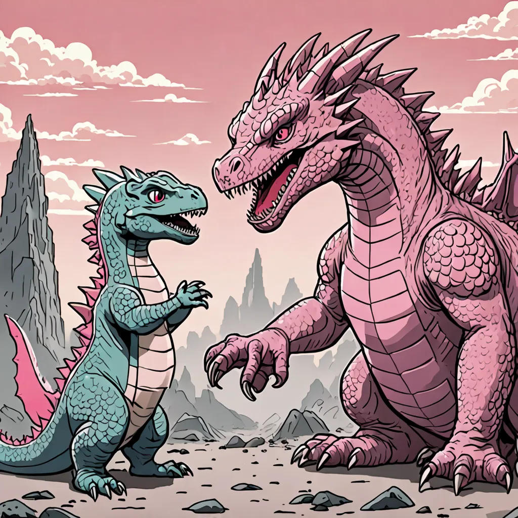 Godzilla vs Pink the Baby Ender Dragon