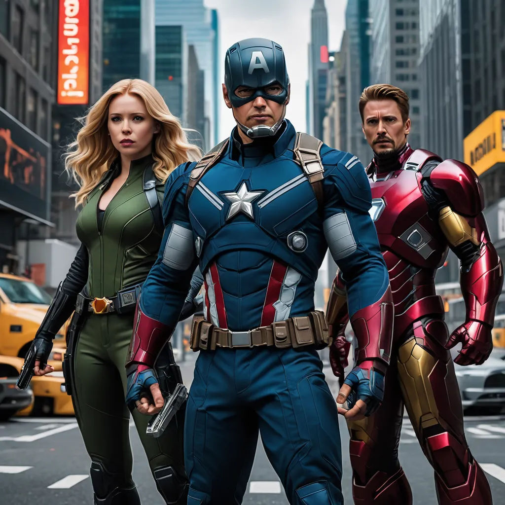 a group of people in costumes standing on a street corner in the city with a sign in the background, antipodeans, a comic book panel, Avgust Černigoj, marvel comics