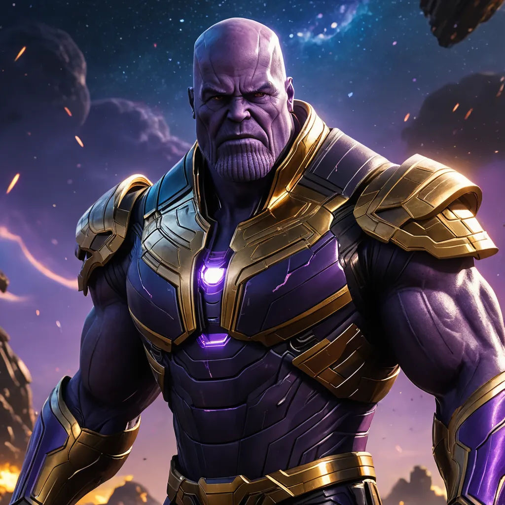 a man in a purple suit with a purple helmet and gold armor standing in front of a galaxy background, antipodeans, concept art, Dan Luvisi, 4k uhd image