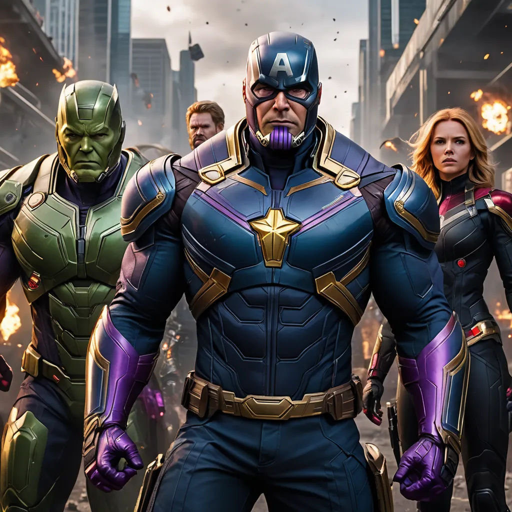 a group of avengers characters standing in front of a city skyline with fire and flames coming out of their chests, antipodeans, a poster, Avgust Černigoj, imax 70 mm footage
