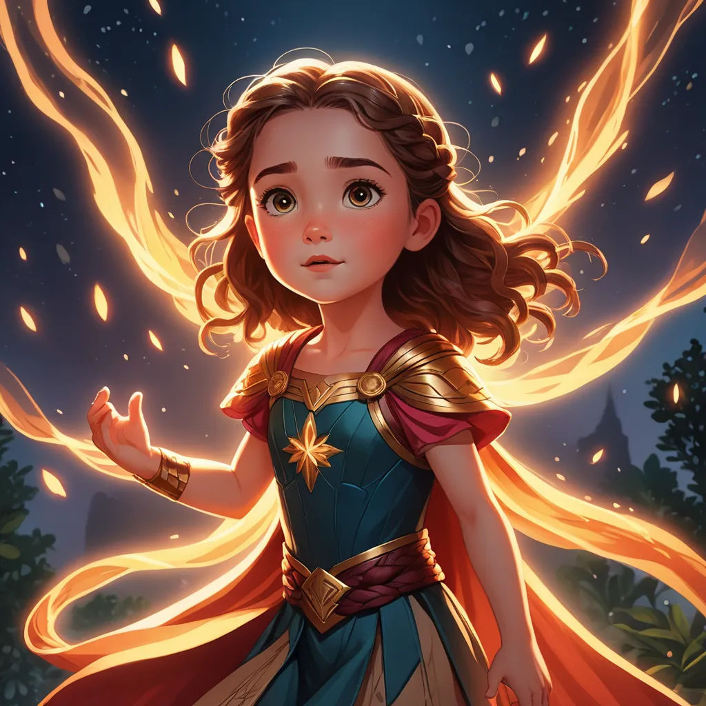 a young girl dressed as wonder from the movie, the avengers, standing in front of a fire - filled sky, fantasy art, concept art, Artgerm, rossdraws global illumination