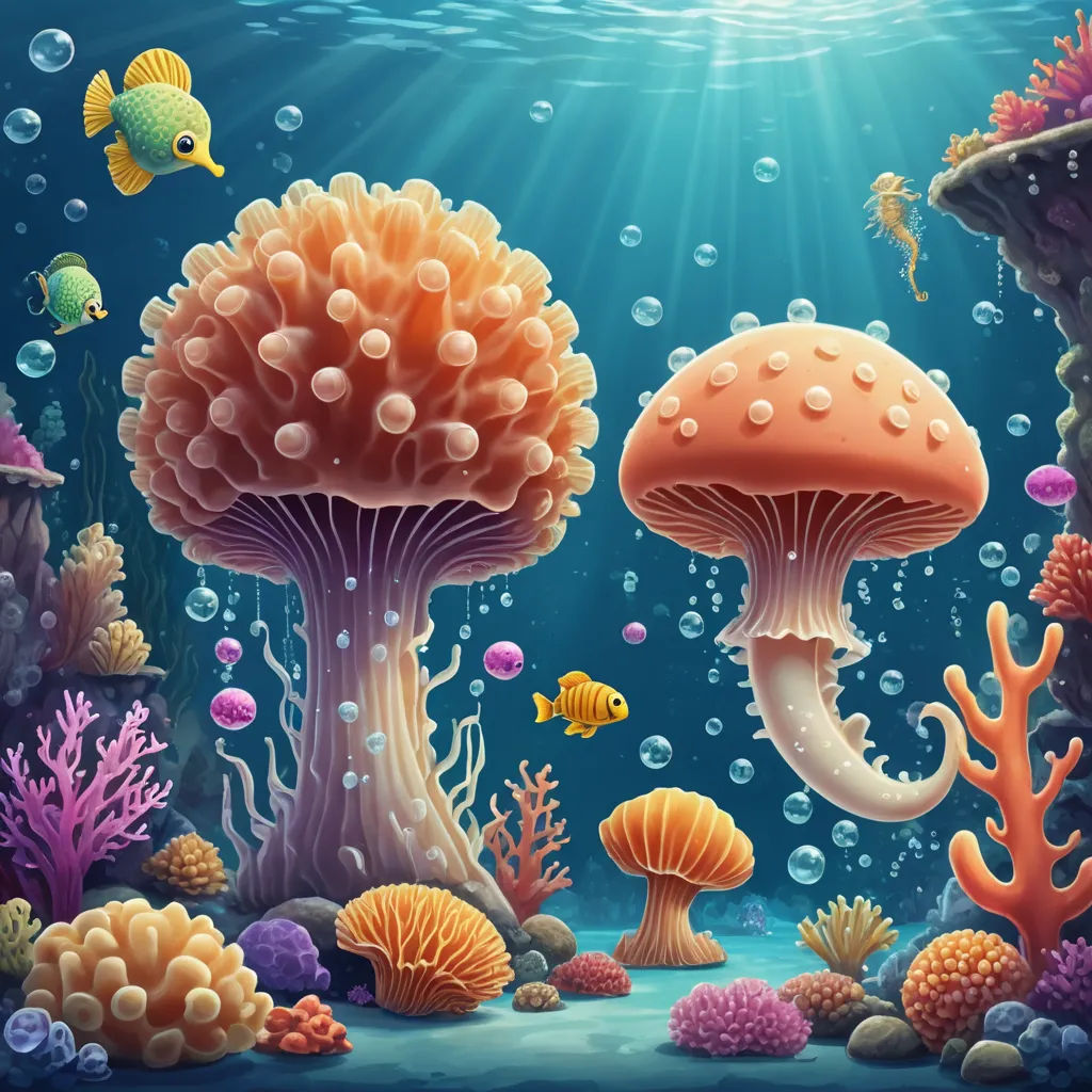 a painting of a underwater scene with corals and sea animals and fish in the water and under the water surface, fantasy art, a detailed painting, Chris LaBrooy, highly detailed digital painting