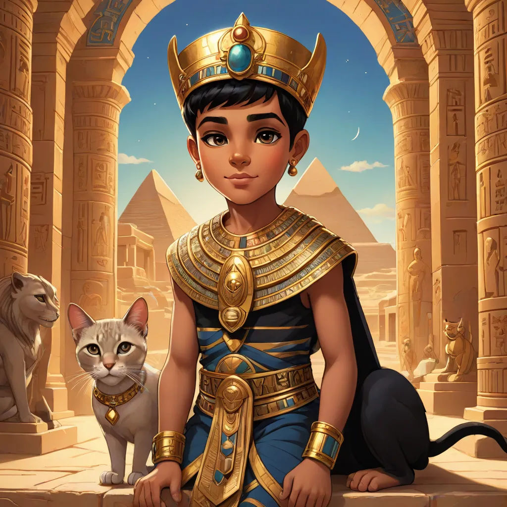 a cartoon of a cat and a woman in egyptian costume with a cat in front of a doorway with egyptian architecture, sots art, egyptian art, Altoon Sultan, promotional image