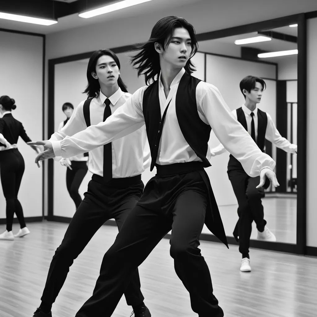 a group of people in a dance class doing different moves together in a dance studio with mirrors in the background, neoclassicism, a renaissance painting, Bian Jingzhao, baroque painting