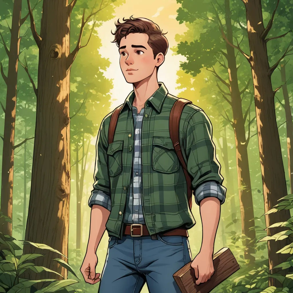 a man standing in a forest with a book in his hand and a book in his other hand, with a book in his other hand, sots art, a character portrait, Dean Roger, official art