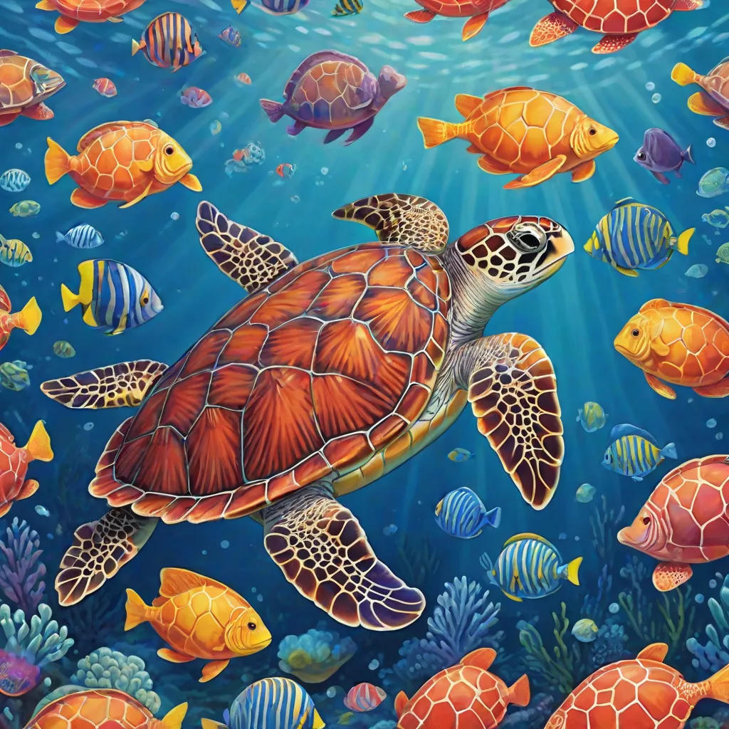 Lost Turtle at Sea