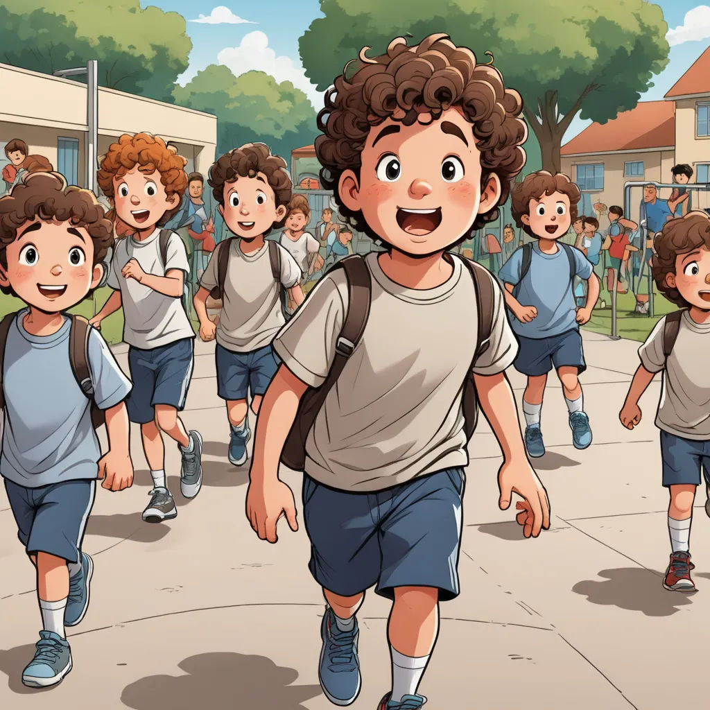 a group of young boys walking down a sidewalk next to a school building with a boy in a backpack, vancouver school, a comic book panel, Asaf Hanuka, official art