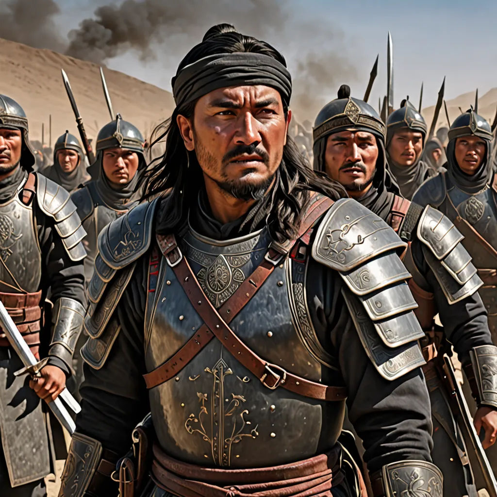 a group of men in armor standing next to each other in a desert area with smoke pouring out of the sky, dau-al-set, a detailed matte painting, Altoon Sultan, movie still