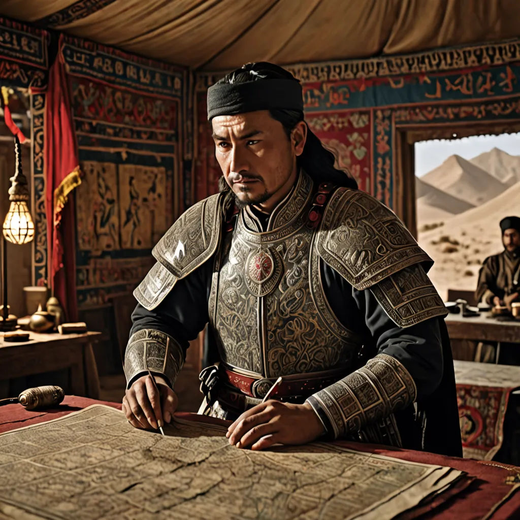 a man in a chinese costume is writing on a piece of paper with a sword in his hand and a man in a black hat is sitting at a table, dau-al-set, a detailed matte painting, Emperor Huizong of Song, promotional image