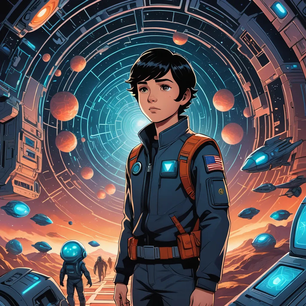 a man in a space suit standing in front of a space station with a spaceship in the background and a man in a space suit standing in front of a space station, space art, poster art, Dan Mumford, comic cover art