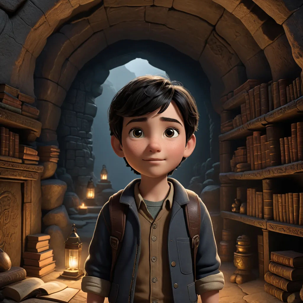 a cartoon character standing in a library with a book case in the background and a lamp in the foreground, photorealism, a character portrait, Cliff Childs, promotional image
