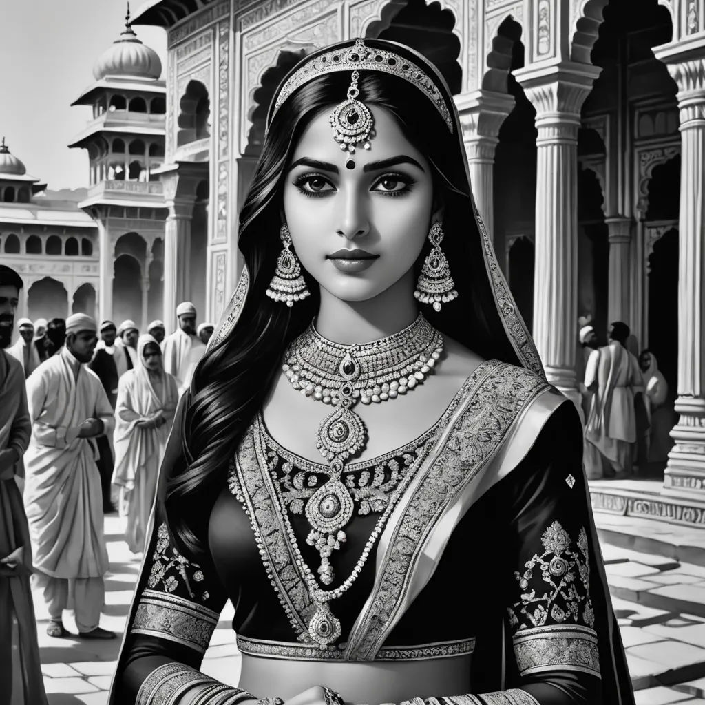 a woman in a black and white photo with a large crowd of people behind her and a black and white drawing of a woman in a black and white outfit, fantasy art, an ultrafine detailed painting, Altoon Sultan, highly detailed digital painting