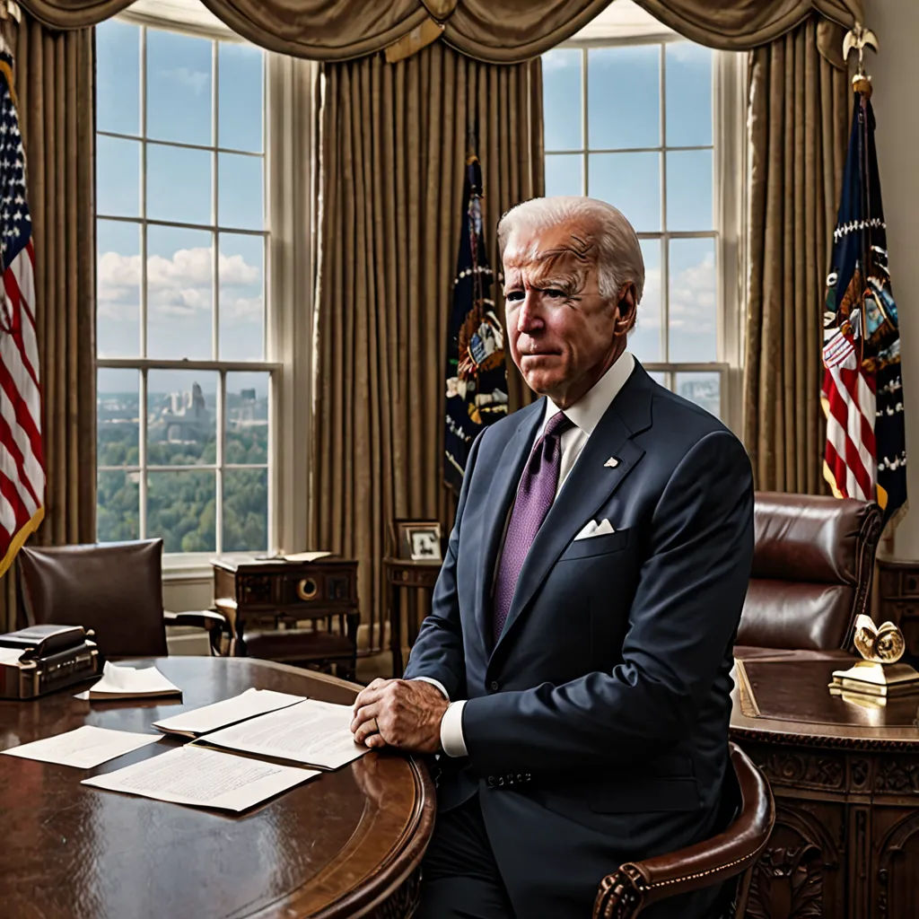 a man in a suit sitting at a desk in a room with flags and a window in the background, precisionism, a photo, Annie Leibovitz, professional photo