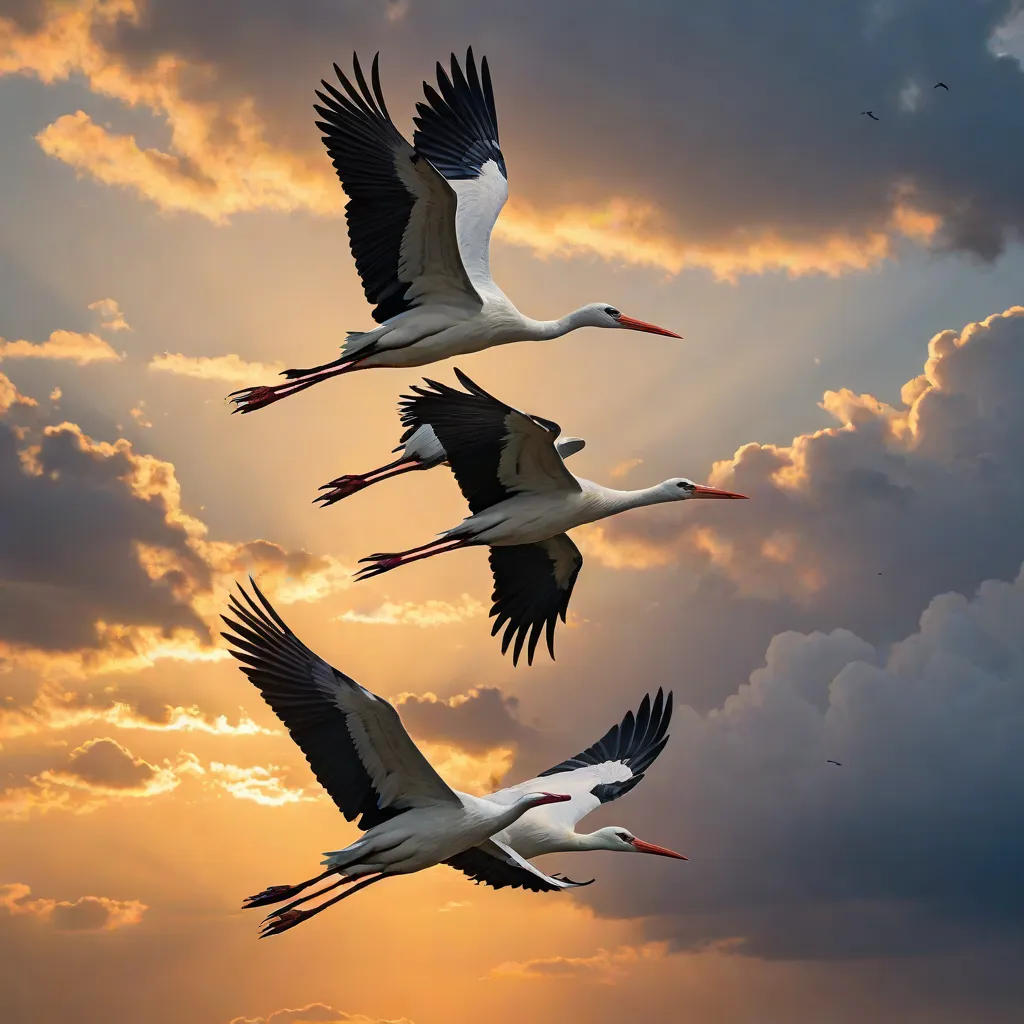 The Journey of the Young Stork Family
