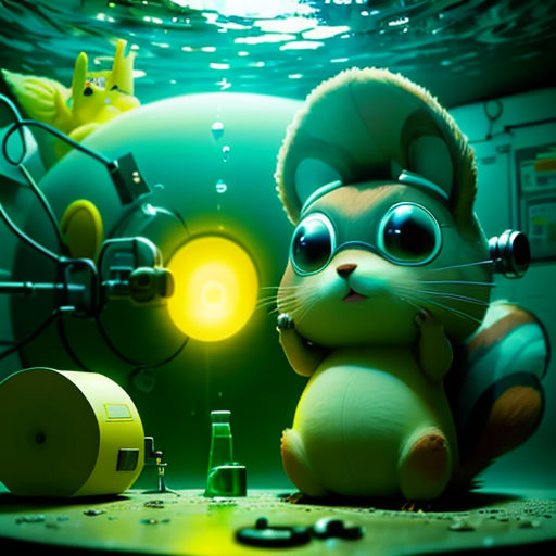 a cartoon character is sitting in front of a light in a room with a green background and a yellow light