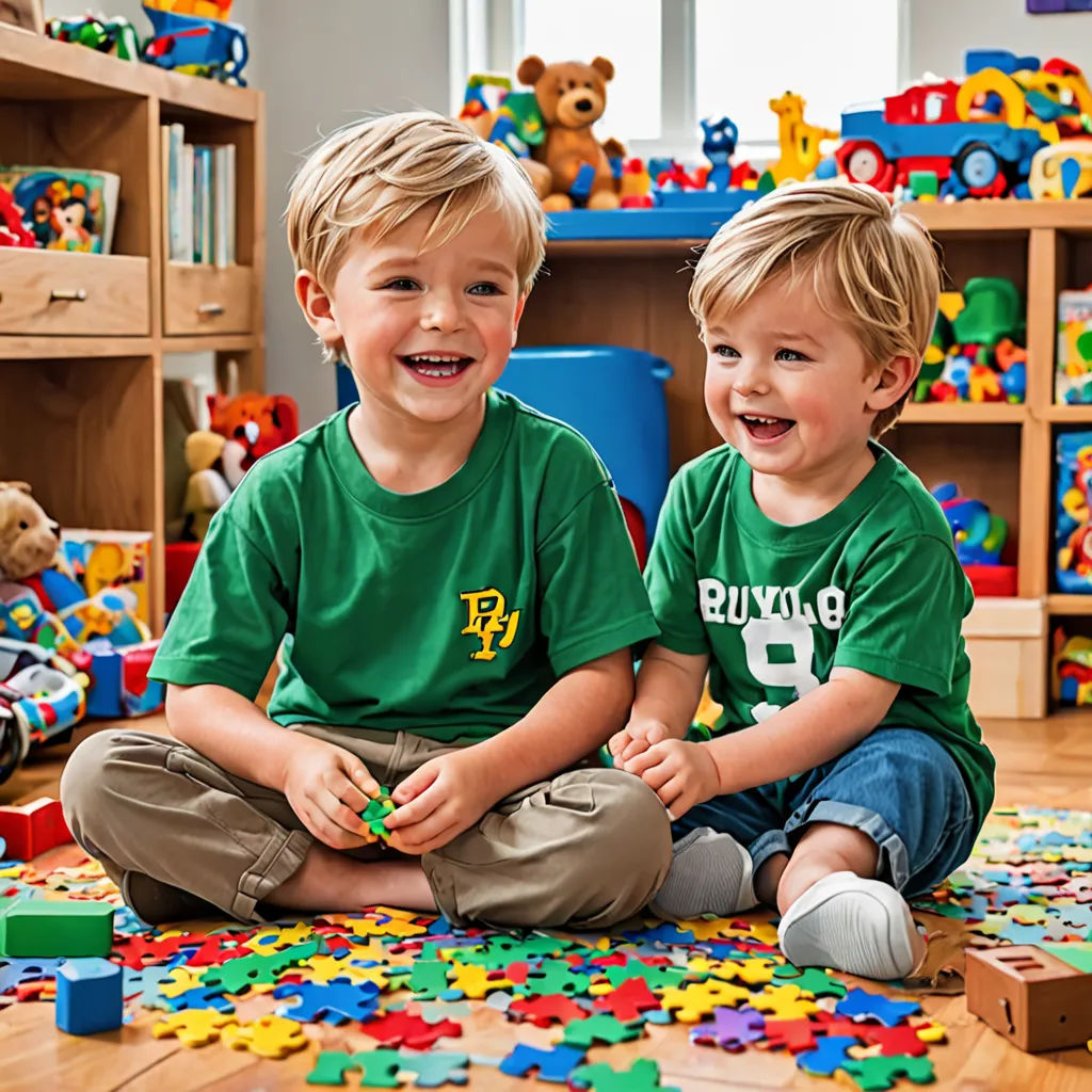 two young boys sitting on the floor with puzzle pieces in front of them and a teddy bear on the floor, barbizon school, a jigsaw puzzle, Christian Hilfgott Brand, promotional image