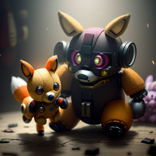 a couple of small toys sitting on top of a table next to each other on a table top with a stuffed animal
