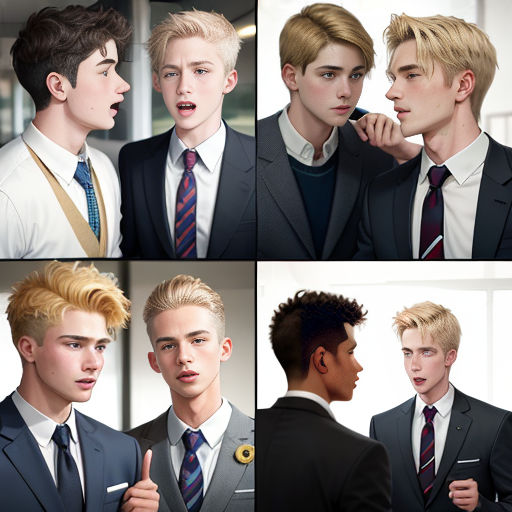 a series of photos of a young man in suits and ties, with different facial expressions, and a man with a tie