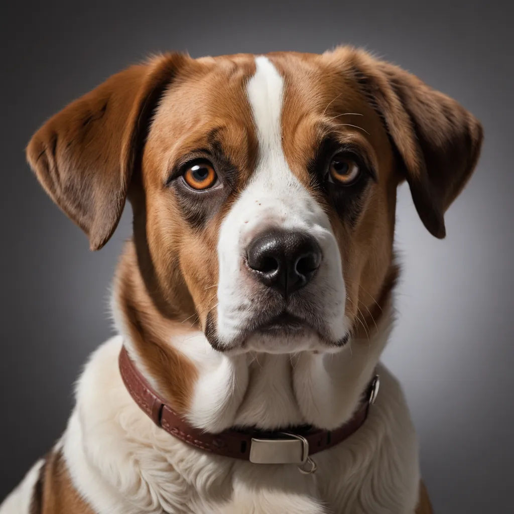 a dog with a brown collar and white face looking at the camera with a serious look on his face, photorealism, a character portrait, Elke Vogelsang, animal photography