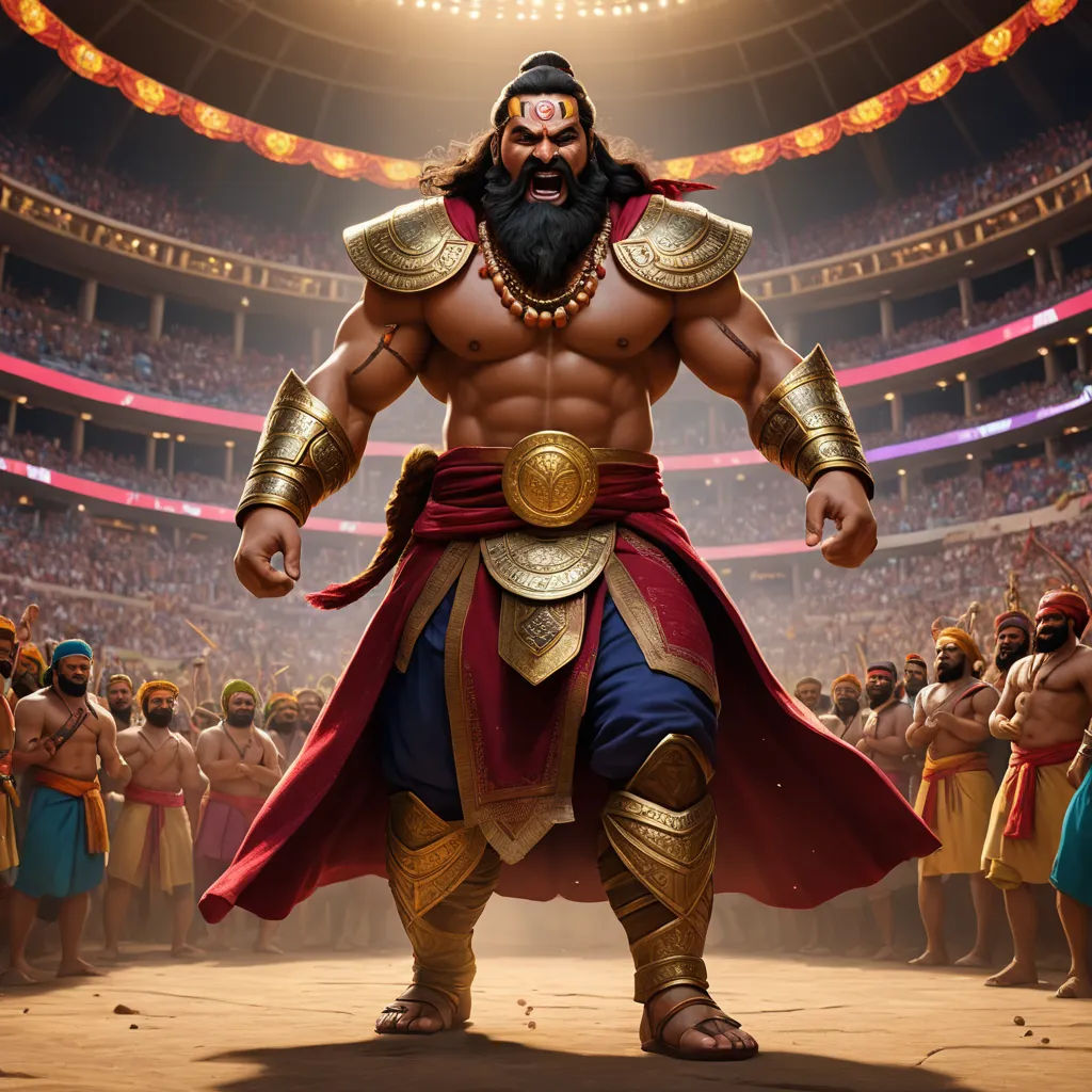 a man in a costume standing in front of a crowd of people in a stadium with a beard and a beard, samikshavad, computer graphics, Altoon Sultan, epic fantasy character art