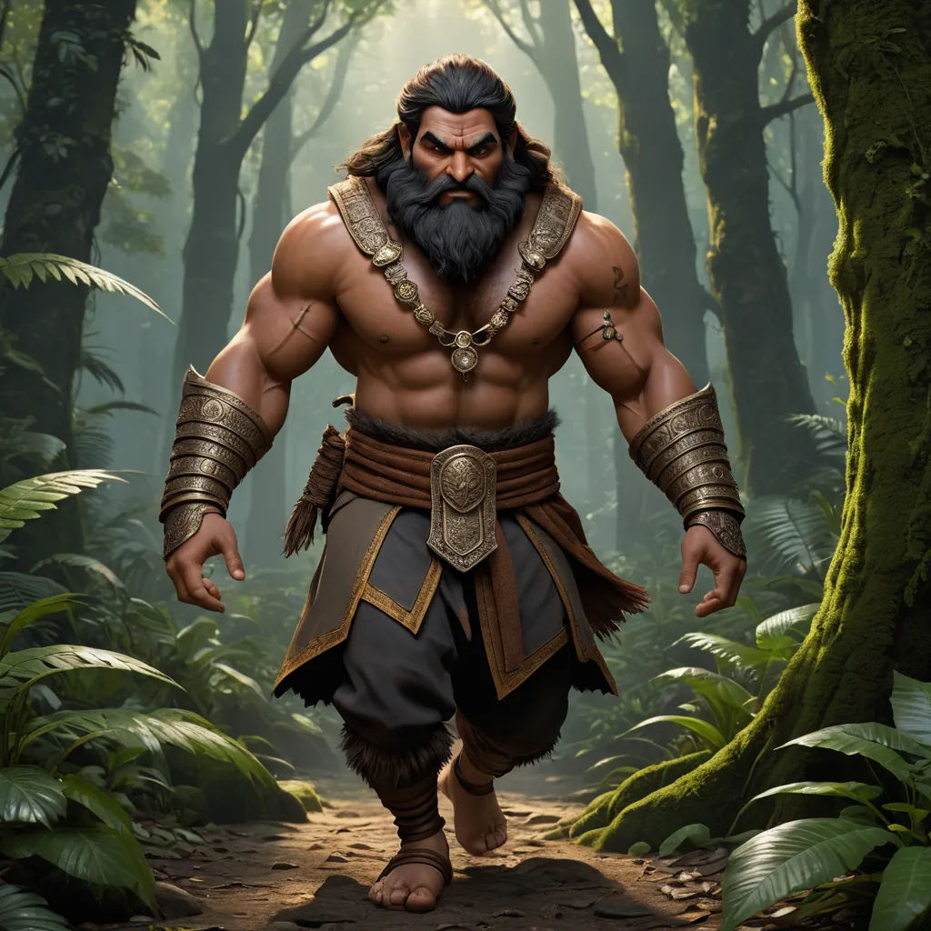 a man with a beard and a beard standing in the woods with a sword in his hand and a beard, fantasy art, computer graphics, Altoon Sultan, epic fantasy character art