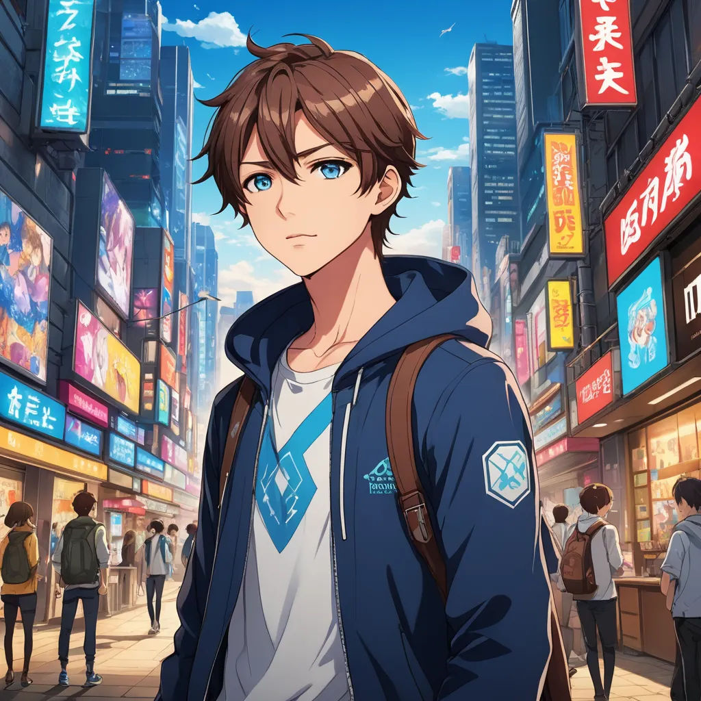 a man in a city with a backpack on his shoulder looking at the camera with a cityscape in the background, sots art, concept art, Cedric Seaut (Keos Masons), official art