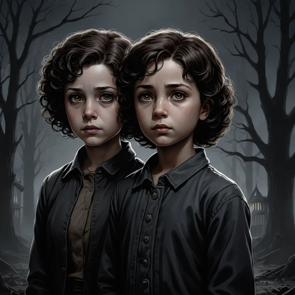 a painting of two people standing in a forest at night with a creepy background and trees in the background, serial art, an ultrafine detailed painting, Brothers Hildebrandt, key art