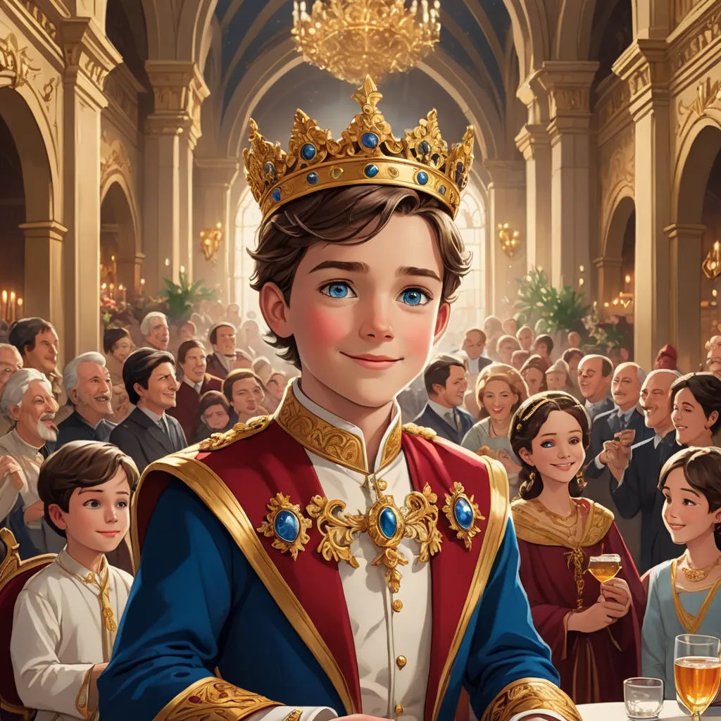 a painting of a man in a crown and a crowd of people in formal dress and in formal dress, sots art, a storybook illustration, Charles Bird King, official art