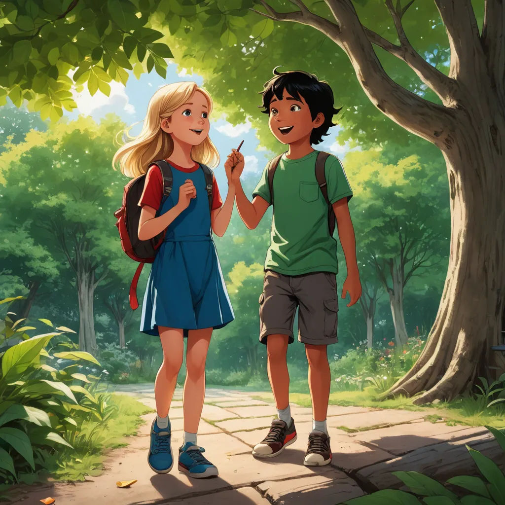 a boy and a girl standing in the woods talking to each other while holding hands and looking at each other, american scene painting, a storybook illustration, Aaron Jasinski, official art