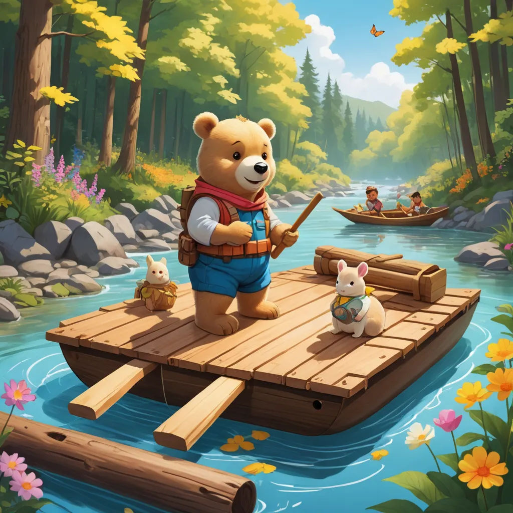 a bear is fishing on a small boat in the water with a bear cub sitting on the dock and another bear is standing on the dock, furry art, a storybook illustration, Chris LaBrooy, official art