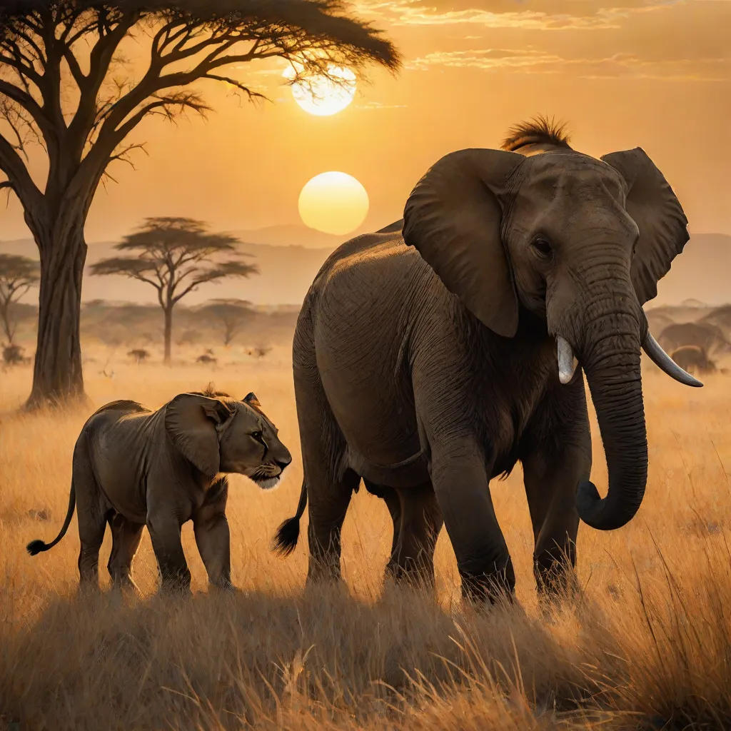 The Clash of the Titans: Lion and Elephant