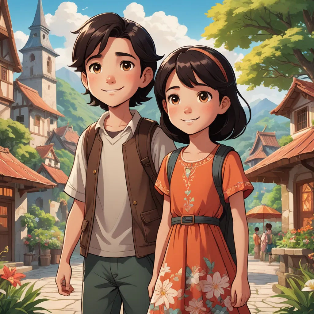 a couple of people standing next to each other in front of a building with a clock tower on it, magical realism, a storybook illustration, Cliff Childs, rossdraws global illumination