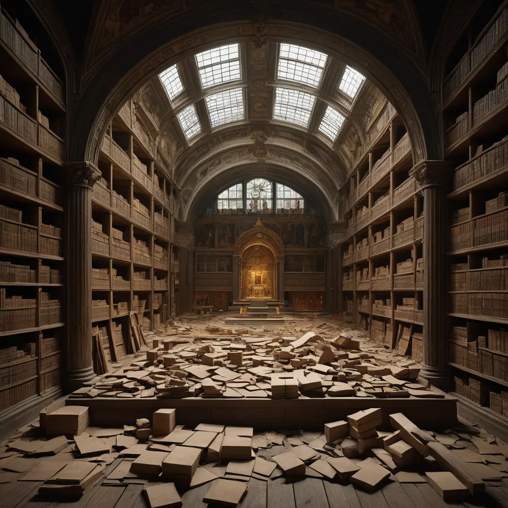 a room with a lot of books on the floor and a lot of boxes on the floor in the middle, figuration libre, a flemish Baroque, Filip Hodas, surreal photography