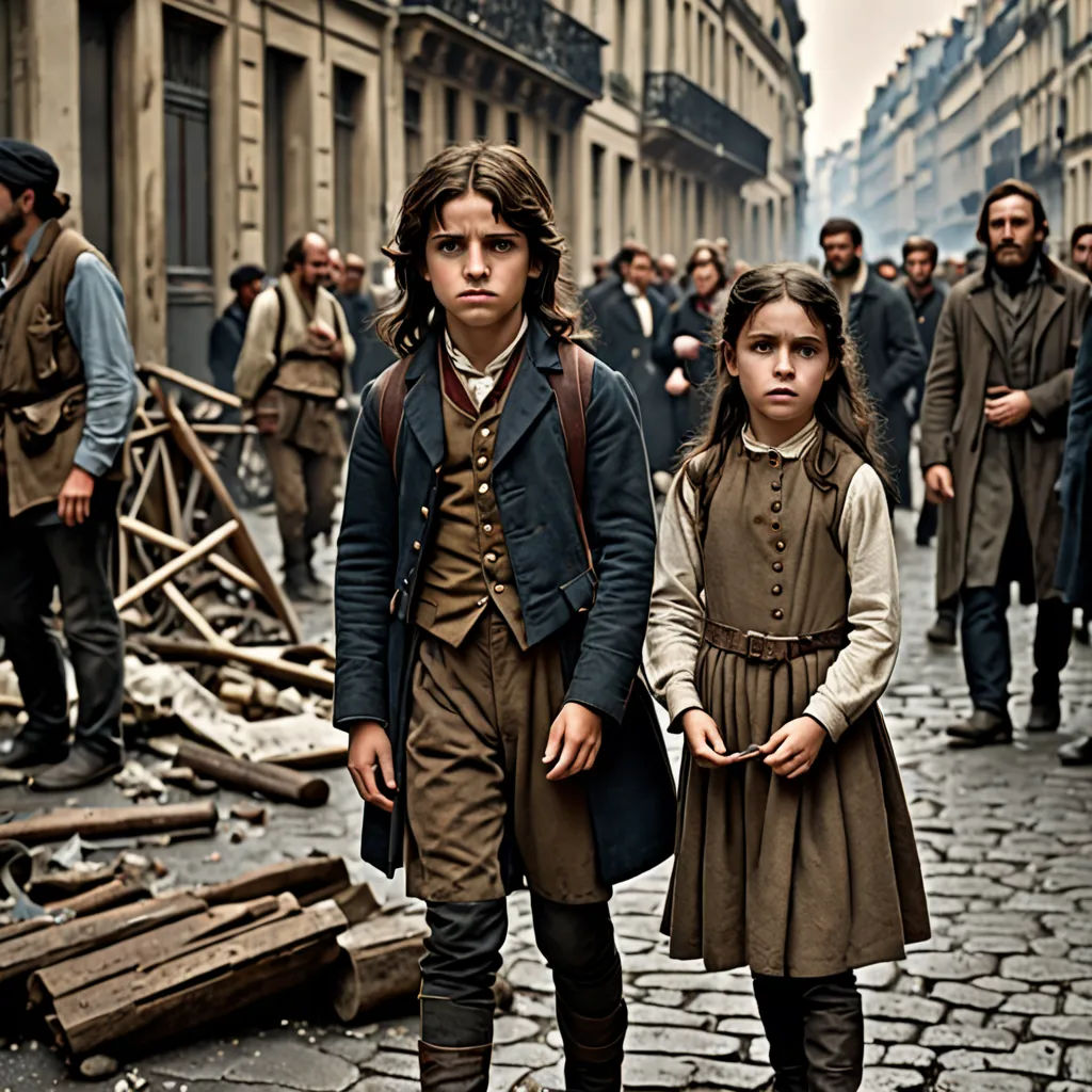 a group of people walking down a street next to tall buildings and a crowd of people standing around them, paris school, a detailed matte painting, Celia Fiennes, promotional image