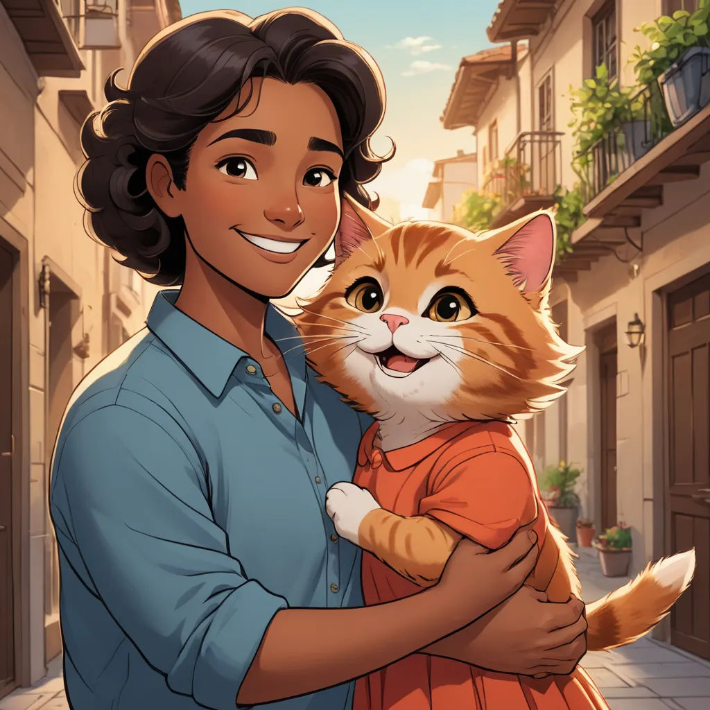 a woman holding a cat in a cartoon style with a city street in the background and buildings in the foreground, furry art, a comic book panel, Diego Gisbert Llorens, official art