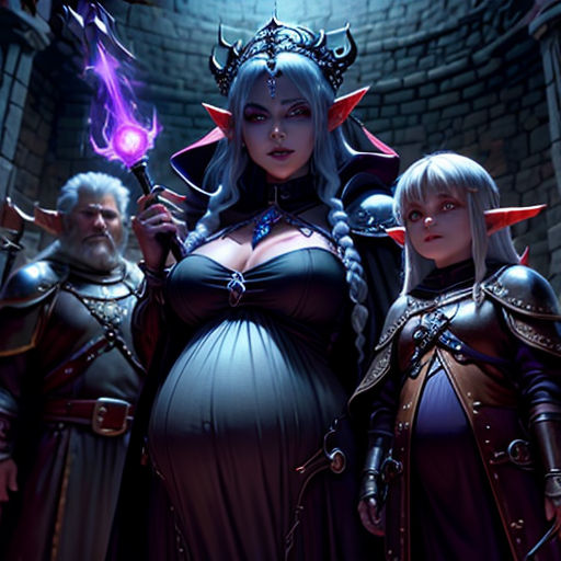 a group of women in medieval costumes standing next to each other in a dark alley with a glowing orb