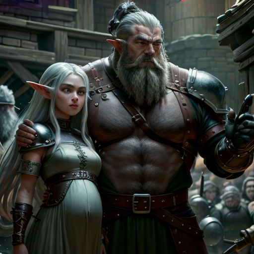 a man and woman standing next to each other in a game of thrones, with a man with a beard and a beard