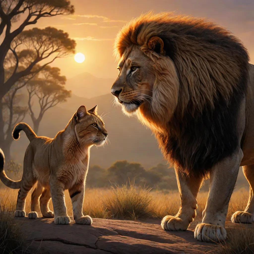 The Smart Cat and the Angry Lion