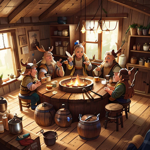 a group of people sitting around a table with a fire in it and a man standing in the middle