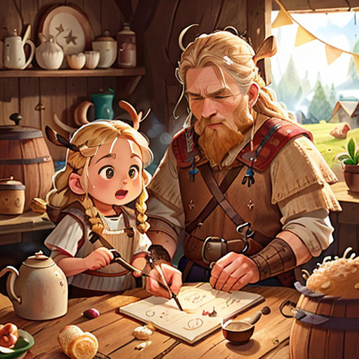 a man and a girl are sitting at a table with a book and a pen in front of them