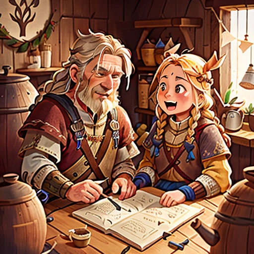 a man and a woman are sitting at a table writing on paper in a room with wooden walls and a window