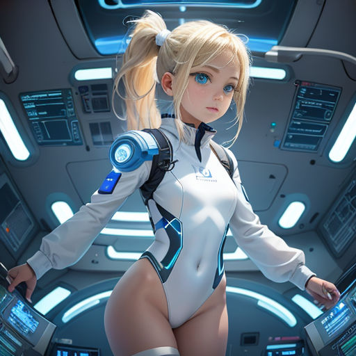 a woman in a futuristic space suit holding a tablet computer in her hand and looking at the camera with a sci - fi look on her face
