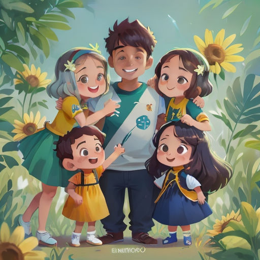 a family of four standing in front of a sunflower field with the words,'i'm a family '