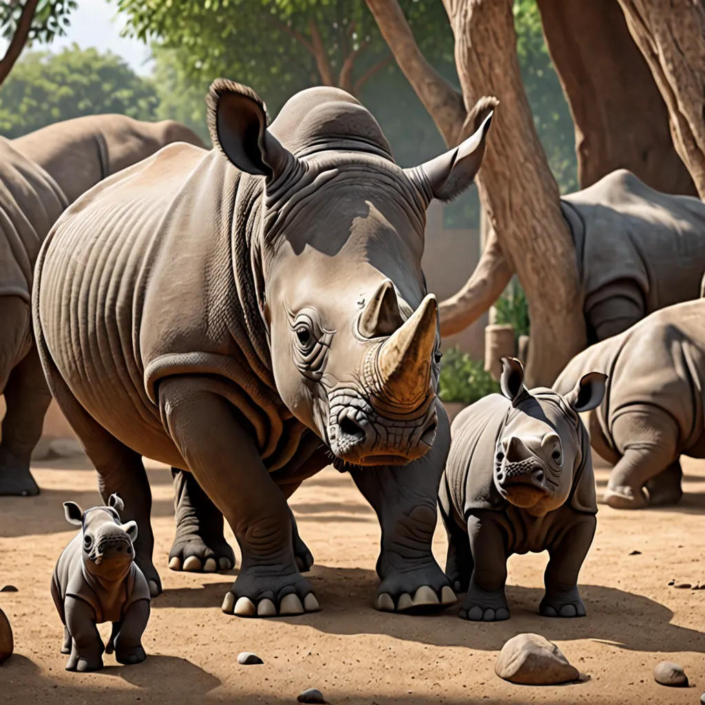 The Little Rhino's New Friends