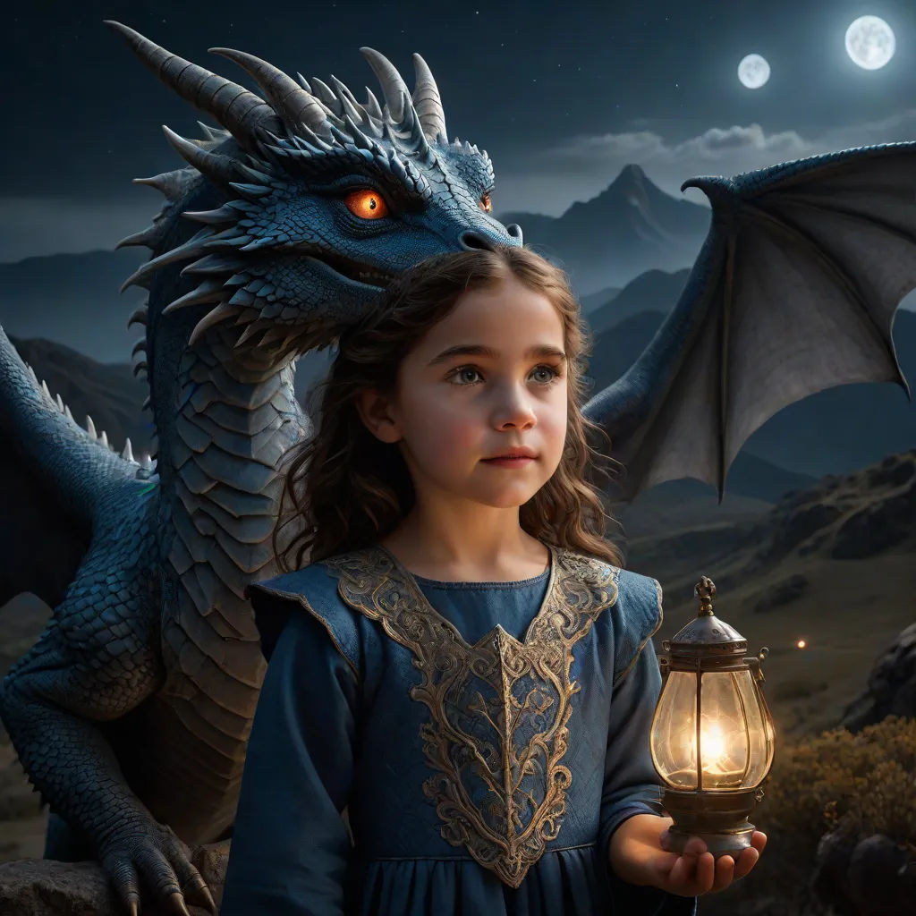 a little girl holding a lantern with a dragon on it's head and a lantern in her hand, fantasy art, a poster, Abidin Dino, promotional image