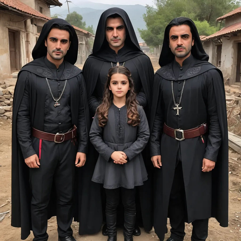 a group of people standing next to each other in front of a building with a cross on it's chest, tachisme, an album cover, Araceli Gilbert, promotional image