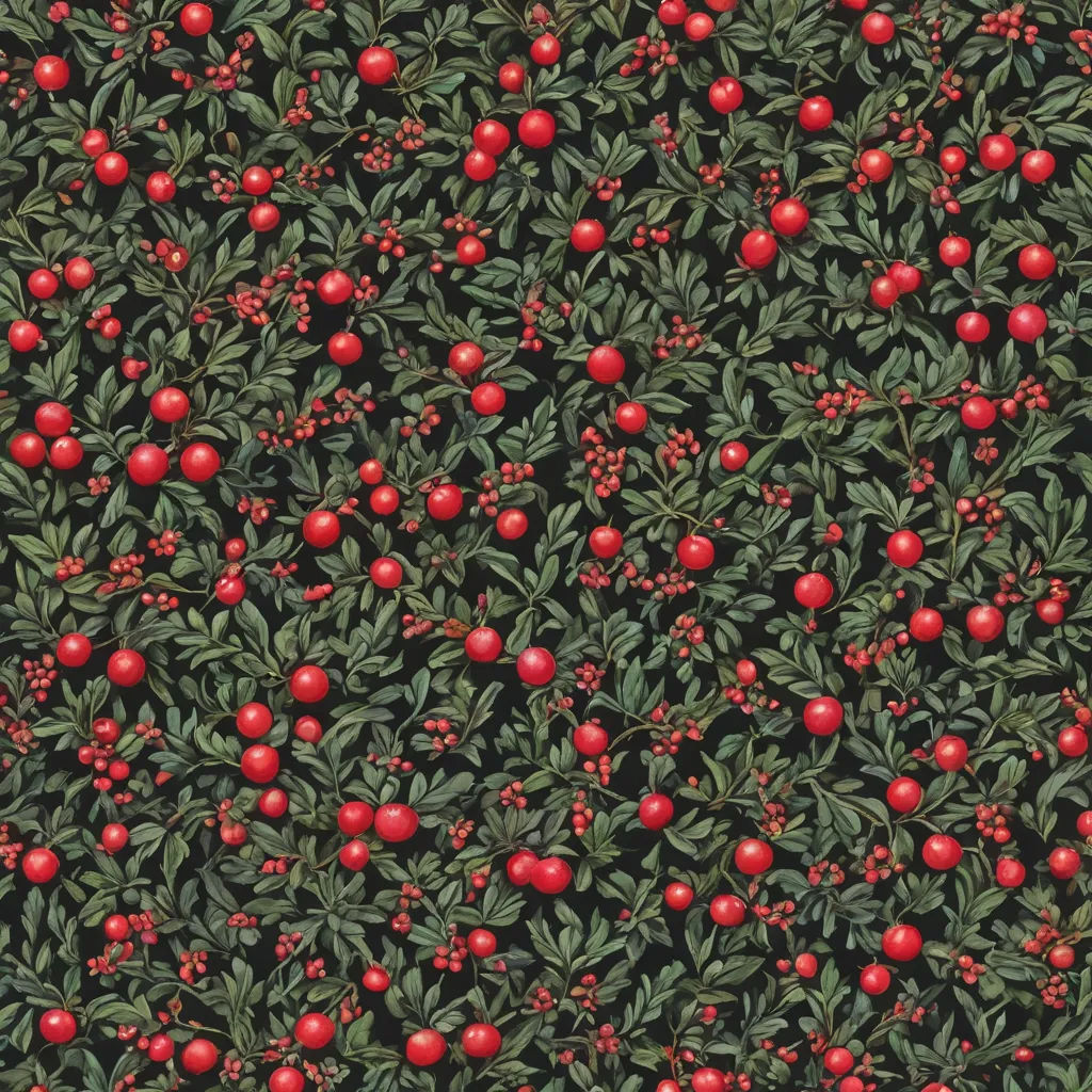 a large group of red berries on a tree branch with green leaves and red berries on the branches of the tree, ecological art, a jigsaw puzzle, Chris LaBrooy, berries
