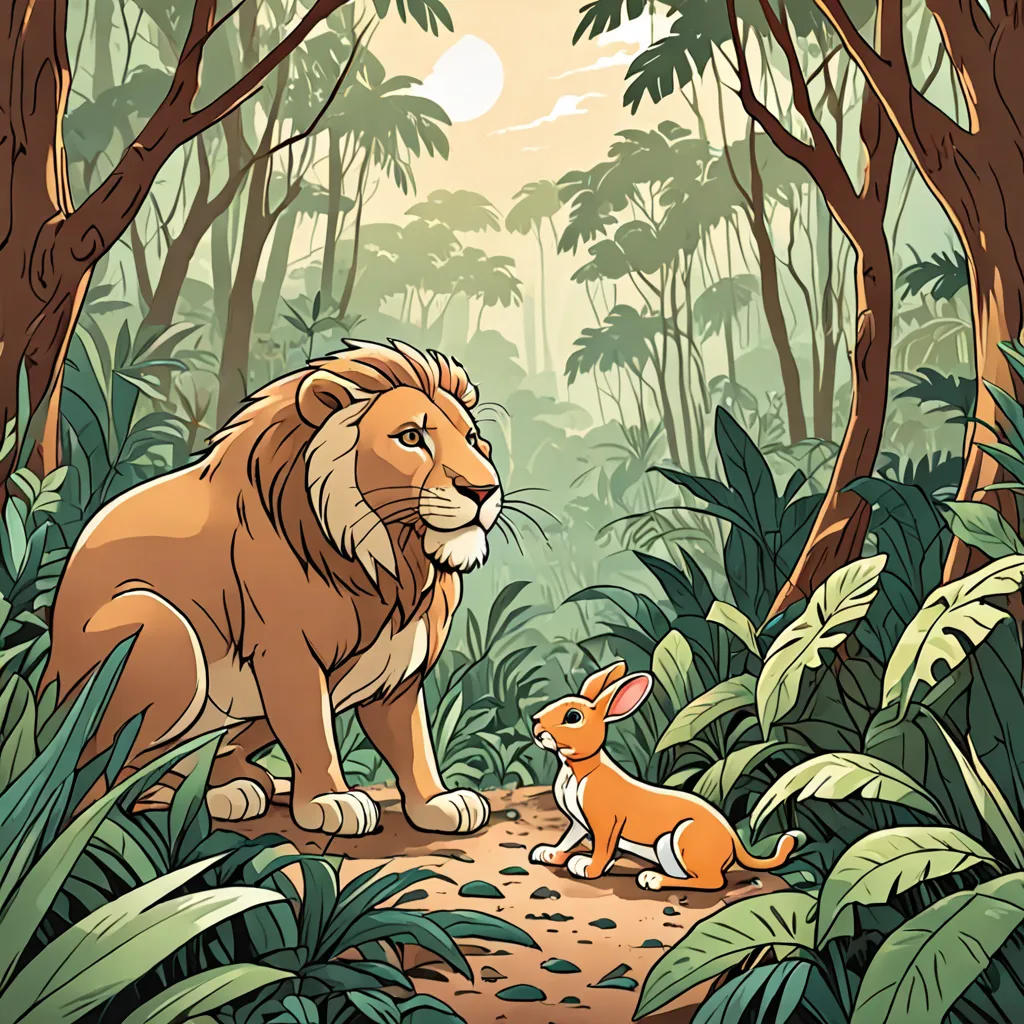 The Clever Rabbit and the Mighty Lion