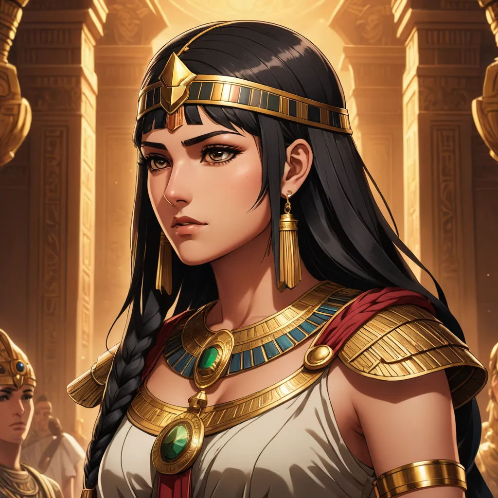 a woman in a costume with a gold headpiece and a green eyeliner and a gold necklace and earrings, fantasy art, egyptian art, Altoon Sultan, game art