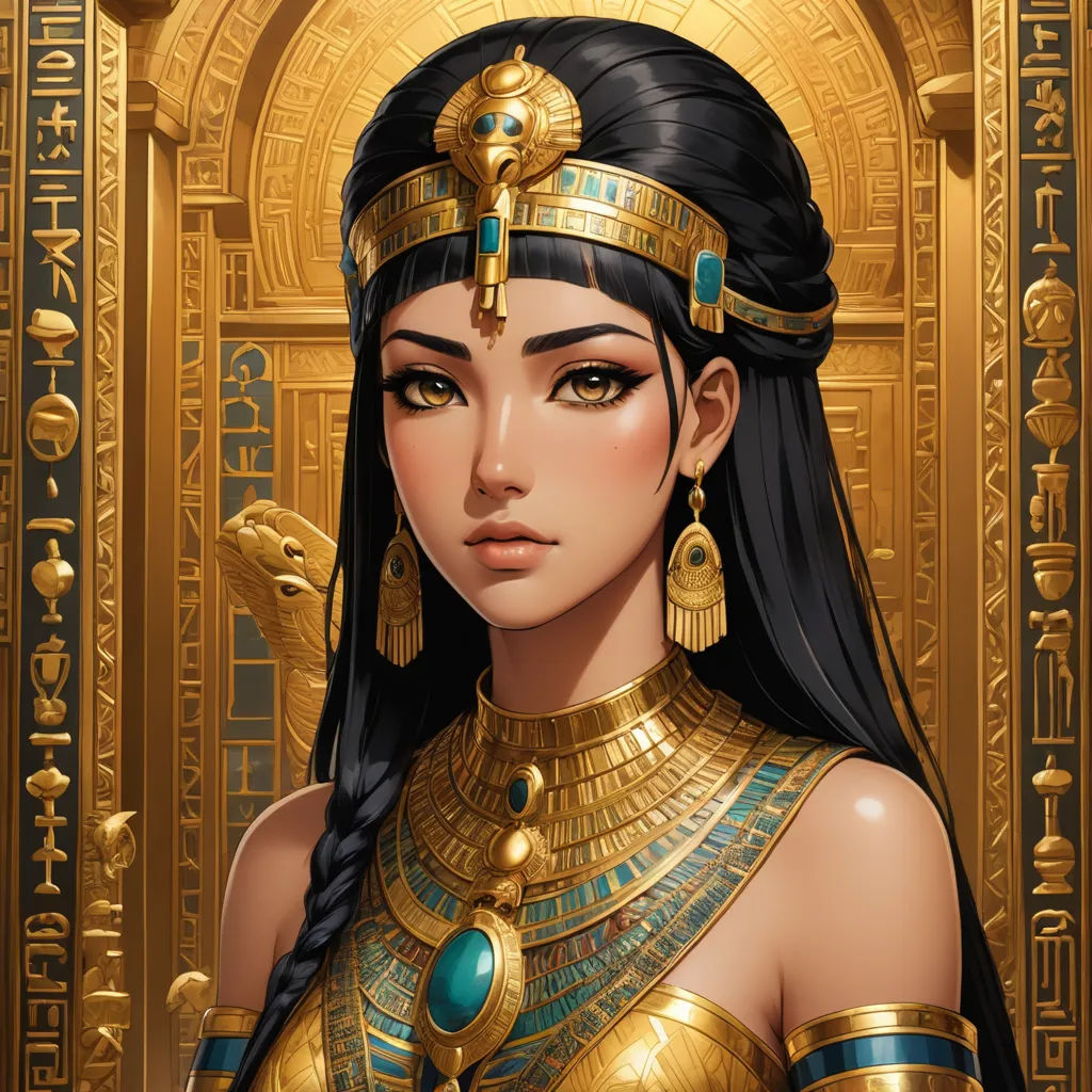 a woman in a gold costume with a snake on her shoulder and a snake on her shoulder, in front of a golden background, fantasy art, egyptian art, Artgerm, beautiful detailed